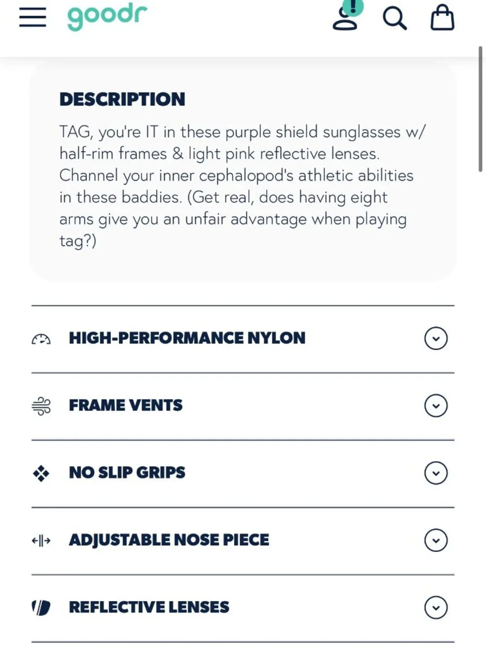 Goodr Bolt G Tentacle Tag Champion Sunglasses